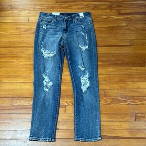 Judy Blue Dark Distressed Boyfriend Jeans